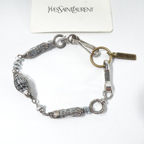 Yves Saint Laurent YSL Silver Mesh Bracelet NWT 495 - Picture 1 of 7
